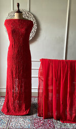 Load image into Gallery viewer, Women's Lucknowi Handcrafted Viscose Georgette Unstitched Chikankari Suit Material - HONC0317983