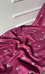 将图像加载到图库查看器中, Lucknowi Handcrafted Chanderi Silk Chikankari Unstitched Unisex Kurta Fabric - HONC0268120