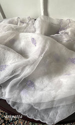 Load image into Gallery viewer, Mehnaj  Women's Lakhnavi Handcrafted Pure Organza Chikankari Unstitched Kurta And Dupatta Set- HONC0316109