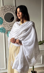 将图像加载到图库查看器中, Women's Lucknowi Handcrafted Cotton Chikankari Dupatta - HONC0304008