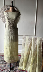 将图像加载到图库查看器中, Women's Lakhnavi Handcrafted Mul Chanderi Unstitched Chikankari Full Suit Material - HONC0328514