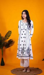 Load image into Gallery viewer, Divya Women's Lucknowi Handcrafted Cotton Chikankari Dress - HONC0213387