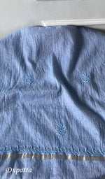 Load image into Gallery viewer, Women's Lakhnavi Handcrafted Mul Chanderi Unstitched Chikankari Full Suit Material - HONC0328110