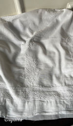 Load image into Gallery viewer, White Cotton Unstitched Kurta And Dupatta