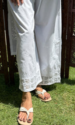 Load image into Gallery viewer, Women's Lucknowi Handcrafted Cotton Chikankari Palazzo - HONC0281479