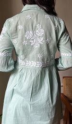 将图像加载到图库查看器中, Women's Lakhnavi Handcrafted Cotton Short Chikankari Kurta And Palazzo Set - HONC0290435