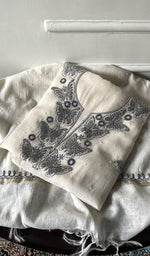 将图像加载到图库查看器中, Women's Lakhnavi Handcrafted Unstitchd Mul Chanderi Kurta And Dupatta Set - HONC0330024
