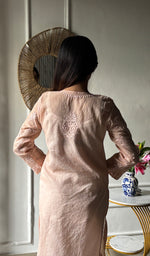 Load image into Gallery viewer, Women's Lucknowi Handcrafted Mul Chanderi Chikankari Kurti - HONC0308031