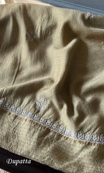 Load image into Gallery viewer, Women's Lakhnavi Handcrafted Munga Silk Unstitched Chikankari Kurta And Dupatta Set- HONC0282389