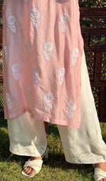Load image into Gallery viewer, Women's Lucknowi Handcrafted Viscose Georgette Chikankari Palazzo- HONC0176142