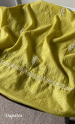 Load image into Gallery viewer, Women's Lakhnavi Handcrafted Mul Chanderi Unstitched Kurta And Dupatta Set- HONC0309531