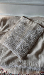 Load image into Gallery viewer, Women's Lakhnavi Handcrafted Mul Chanderi Unstitched Kurta And Dupatta Set - HONC0374456