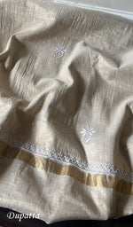 Load image into Gallery viewer, Women's Lakhnavi Handcrafted Tissue Chanderi Semi - Stitched Kurta And Dupatta Set - HONC0297192