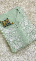 Load image into Gallery viewer, Women's Lucknowi Handcrafted Cotton Chikankari Kurti- HONC0148372