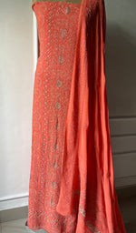 Load image into Gallery viewer, Women's Lakhnavi Handcrafted Pure Silk Georgette Chikankari Suit Material - HONC0270820