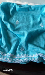 Load image into Gallery viewer, Women's Lucknowi Handcrafted Kota Cotton Chikankari Unstitched Kurta And Dupatta Set - HONC0305978