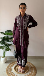 Load image into Gallery viewer, Devanshi Women's Lakhnavi Handcrafted Cotton Chikankari Kurta And Palazzo Set - HONC0358515