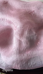 将图像加载到图库查看器中, Women's Lakhnavi Handcrafted Pure Organza Chikankari Unstitched Kurta And Dupatta Set- HONC0269561