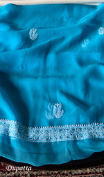 Load image into Gallery viewer, Women's Lucknowi Handcrafted Faux-Georgette Unstitched Chikankari Suit Material - HONC0348789
