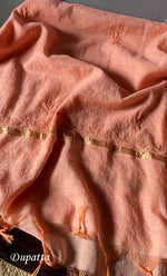 Load image into Gallery viewer, Women's Lakhnavi Handcrafted Mul Chanderi Unstitched Chikankari Full Suit Material - HONC0307155