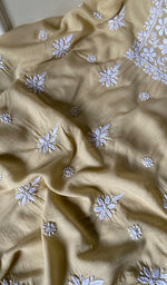 将图像加载到图库查看器中, Simran Women's Lakhnavi Handcrafted Modal Cotton Chikankari Unstitched Kurti Fabric - HONC0261078