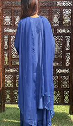 将图像加载到图库查看器中, Women's Lakhnavi Handcrafted Modal Cotton Chikankari Kurta Dupatta And Palazzo Set - HONC0233466