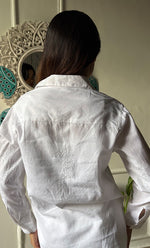 Load image into Gallery viewer, Women's Lakhnavi Handcrafted Linen Cotton Chikankari Top - HONC0293098