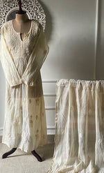 Load image into Gallery viewer, Women's Lakhnavi Handcrafted Mul Chanderi Semi-Stitched Kurta And Dupatta Set - HONC0281947