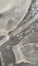 Load image into Gallery viewer, Women's Lakhnavi Handcrafted Semi Stitched Pure Organza Chikankari Top - HONC0216804