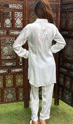 将图像加载到图库查看器中, Women's Lakhnavi Handcrafted Modal Cotton Chikankari Top And Pant Set - HONC0244581