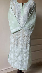 将图像加载到图库查看器中, Women's Lakhnavi Handcrafted Cotton Chikankari Kurti - HONC0267940