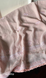 Load image into Gallery viewer, Women's Lakhnavi Handcrafted Pure Silk Georgette Chikankari Full Suit Fabric- HONC0160744