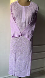 将图像加载到图库查看器中, Women's Lakhnavi Handcrafted Viscose Georgette Chikankari Kurti- HONC0276116