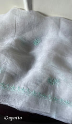 将图像加载到图库查看器中, Women's Lakhnavi Handcrafted Pure Organza Chikankari Unstitched Kurta And Dupatta Set- HONC0271904