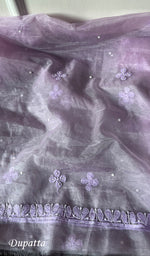 将图像加载到图库查看器中, Women's Lakhnavi Handcrafted Organza Chikankari Unstitched Full Suit Material - HONC0271222