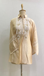 Load image into Gallery viewer, Fiza Women's Lakhnavi Handcrafted Chanderi Silk Semi- Stiched Chikankari Top - HONC0188986