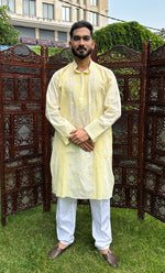 Load image into Gallery viewer, Men's Lucknowi Handcrafted Cotton Chikankari Kurta - HONC0315400