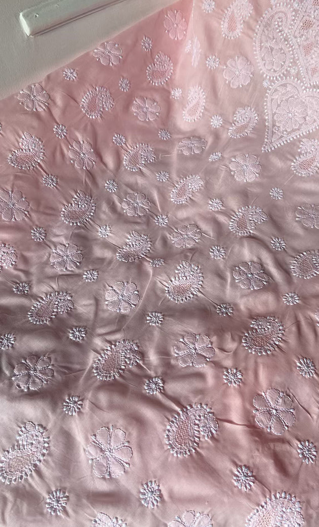 Women's Lakhnavi Handcrafted Cotton Chikankari Unstitched Kurti Fabric - HONC0318476