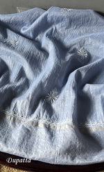 Load image into Gallery viewer, Women's Lakhnavi Handcrafted Mul Chanderi Semi - Stitched Kurta And Dupatta Set - HONC0304299