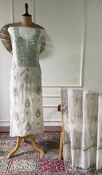 将图像加载到图库查看器中, Women's Lakhnavi Handcrafted Mul Chanderi Unstitched Kurta And Dupatta Set - HONC0366818