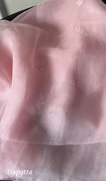 Load image into Gallery viewer, Kiara Women's Lakhnavi Handcrafted Pure Organza Chikankari Unstitched Kurta And Dupatta Set - HONC0225972