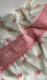 Load image into Gallery viewer, لکھنوی ہینڈ کرافٹ آرگنزا چکنکاری بغیر سلی ہوئی قرتی فیبرک - Honc0692220