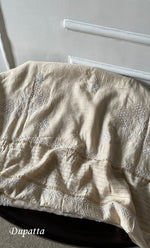 Load image into Gallery viewer, Women's Lakhnavi Handcrafted Munga Silk Semi - Stitched Chikankari Kurta And Dupatta Set- HONC0246918