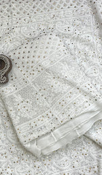 Load image into Gallery viewer, Women's Lakhnavi Handcrafted Bridal Viscose Georgette Chikankari Lehenga Set  - HONC0194940
