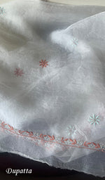将图像加载到图库查看器中, Women's Lakhnavi Handcrafted Pure Organza Chikankari Unstitched Kurta And Dupatta Set- HONC0270067