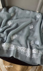 将图像加载到图库查看器中, Women's Lakhnavi Handcrafted Unstitched Faux-Georgette Chikankari Suit Material - HONC0263372