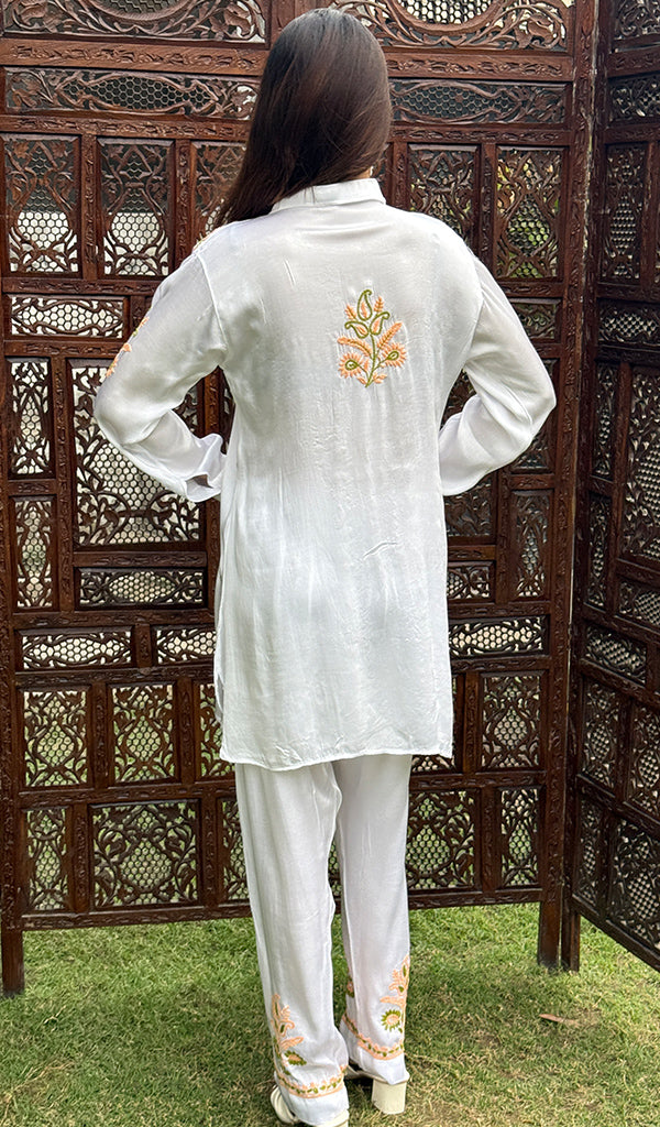Women's Lakhnavi Handcrafted Modal Cotton Chikankari Kurta And Palazzo Set - HONC0244585
