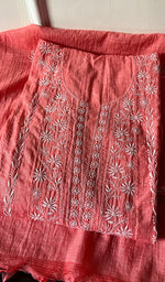 将图像加载到图库查看器中, Women's Lakhnavi Handcrafted Linen Cotton Semi -Stitched Anarkali And Dupatta Set - HONC0246483