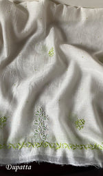 Load image into Gallery viewer, Saziya Women's Lakhnavi Handcrafted Mul Chanderi Semi - Stitched Kurta And Dupatta Set - HONC0277076