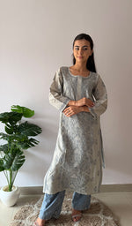 Load image into Gallery viewer, Women's Lakhnavi Handcrafted Cotton Chikankari Kurti - HONC0379475